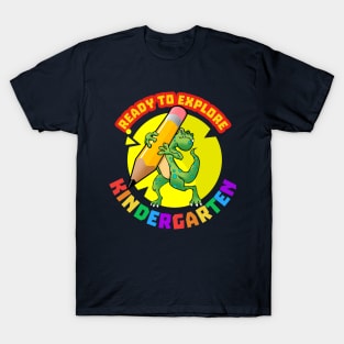 Ready to explore Kindergarten | Cartoon Dinosaur T-Shirt